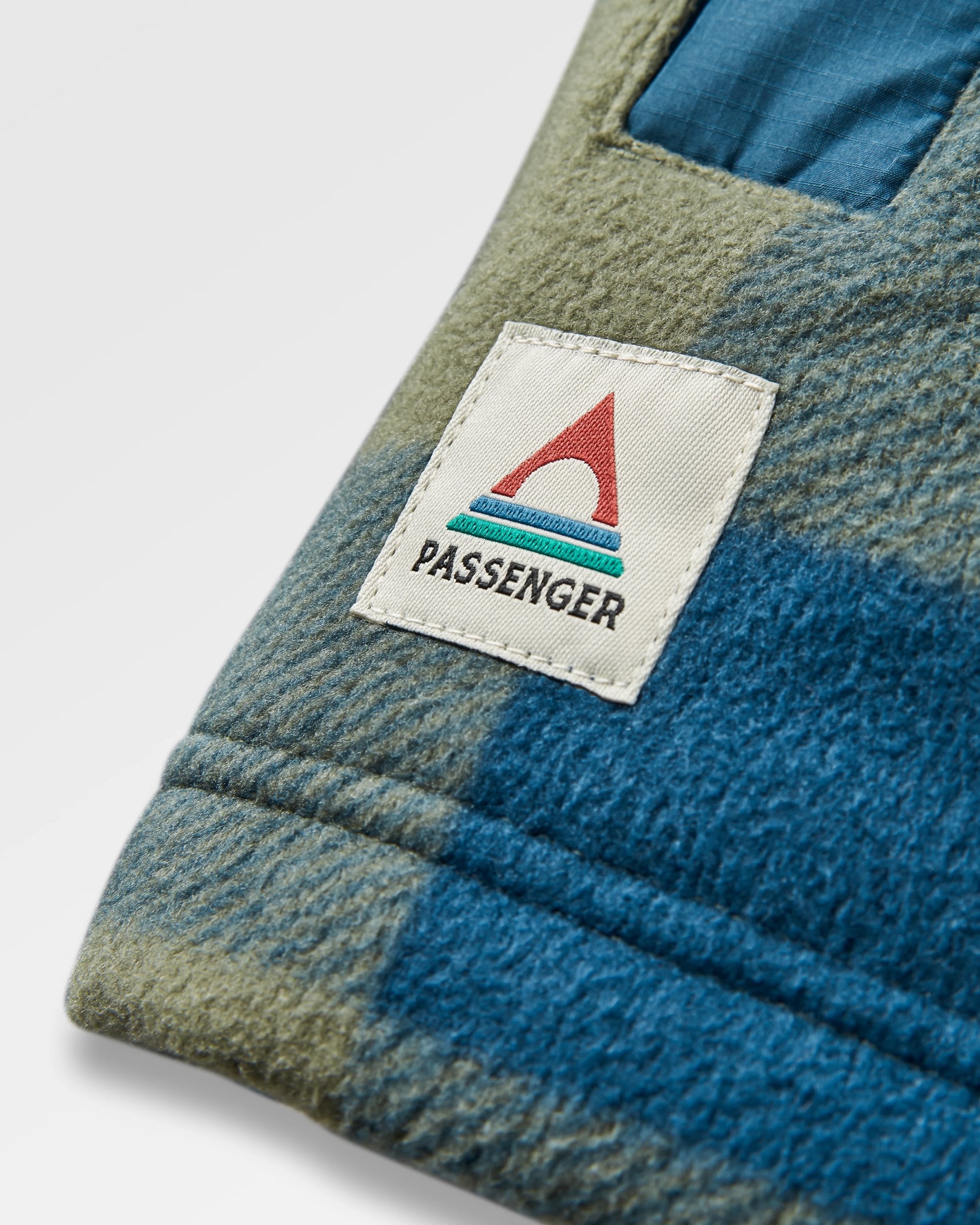 Firelight Sherpa Lined Overshirt - Dusty Olive/Dark Denim Check  - Flatlay