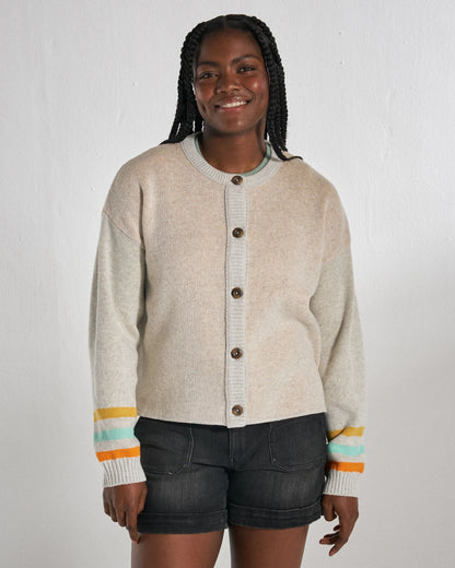 Dawner Knitted Cardigan - Light Grey Marl - Studio Model