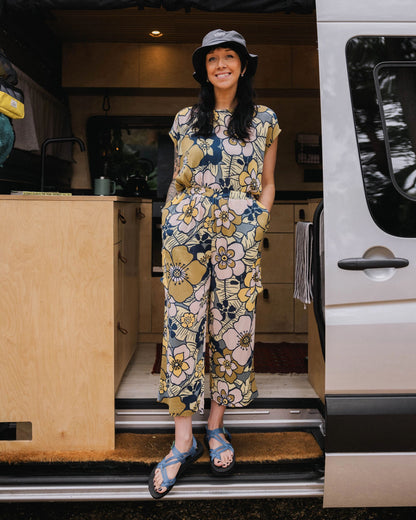 Thimbleberry Jumpsuit - Vintage Floral Sunlight - Lifestyle
