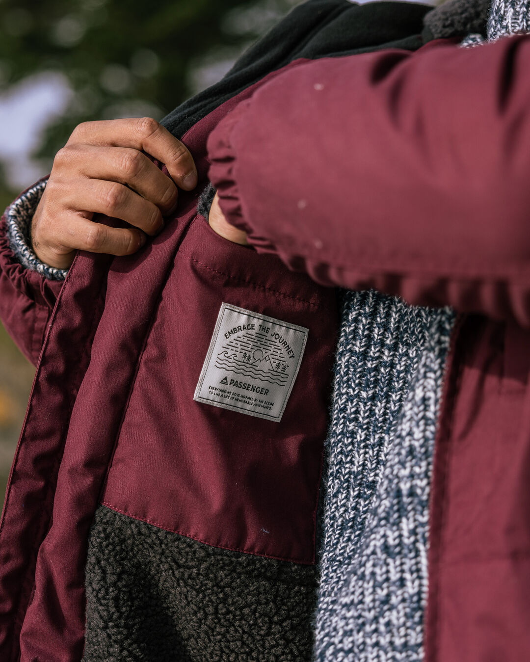 Discover Recycled Sherpa Lined Jacket - Wine - Lifestyle
