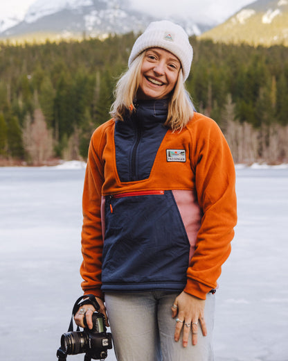 Alexander Recycled Hooded Polar Fleece - Dark Denim/Sunset Orange - Lifestyle