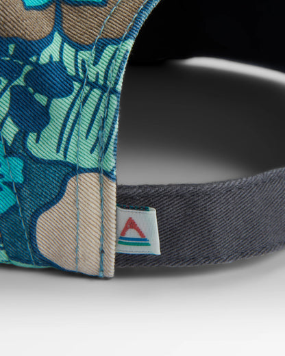 Coast Organic Cotton 5 Panel Cap Snapback Cap - Vintage Floral Aqua - Flatlay