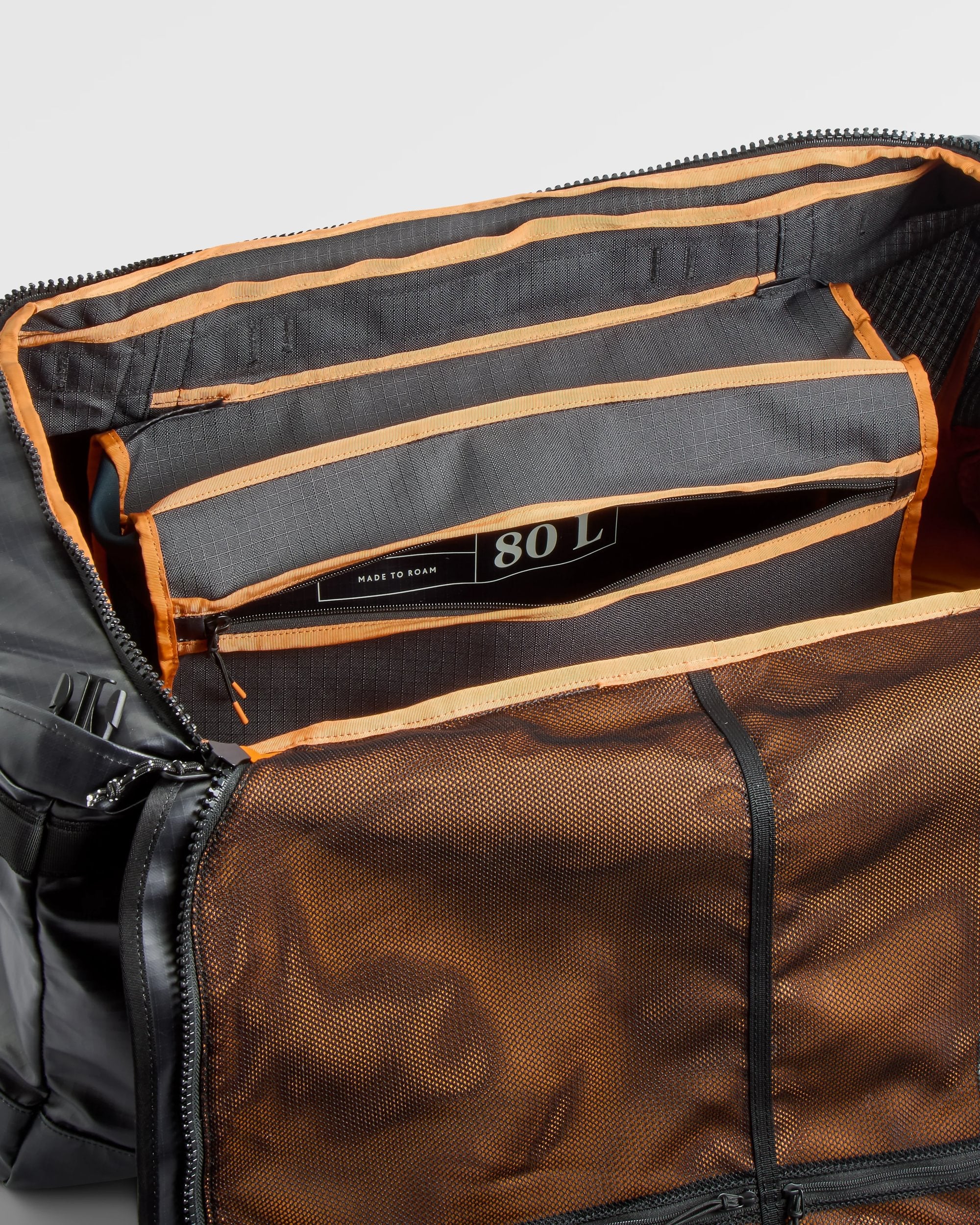 Roamer Recycled 80L Duffel Bag - Phantom Black - Flatlay