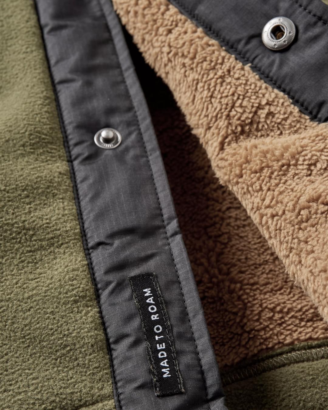 Firelight Sherpa Lined Overshirt - Khaki - Flatlay