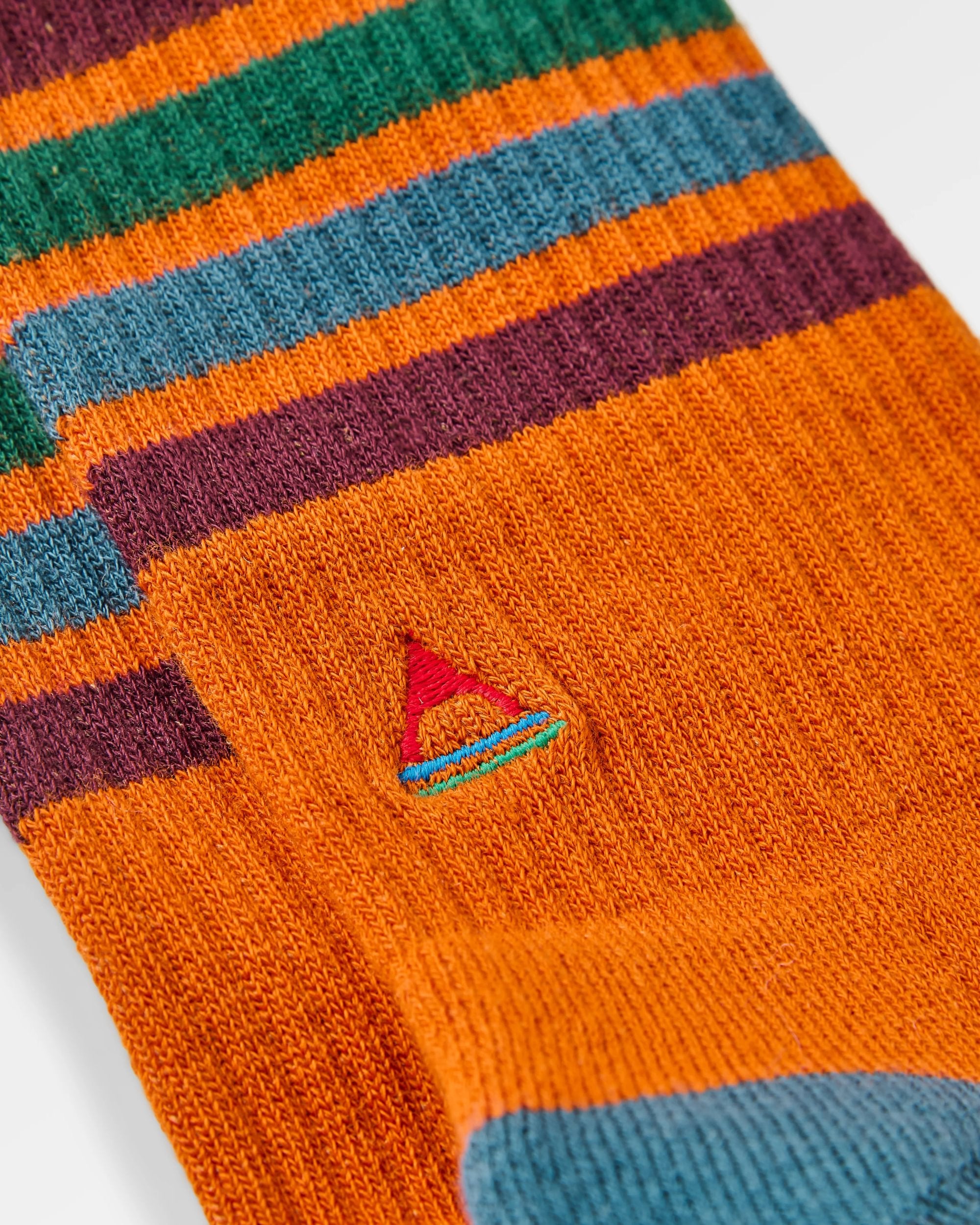 Organic Midweight Crew Socks - Retro Orange - Flatlay