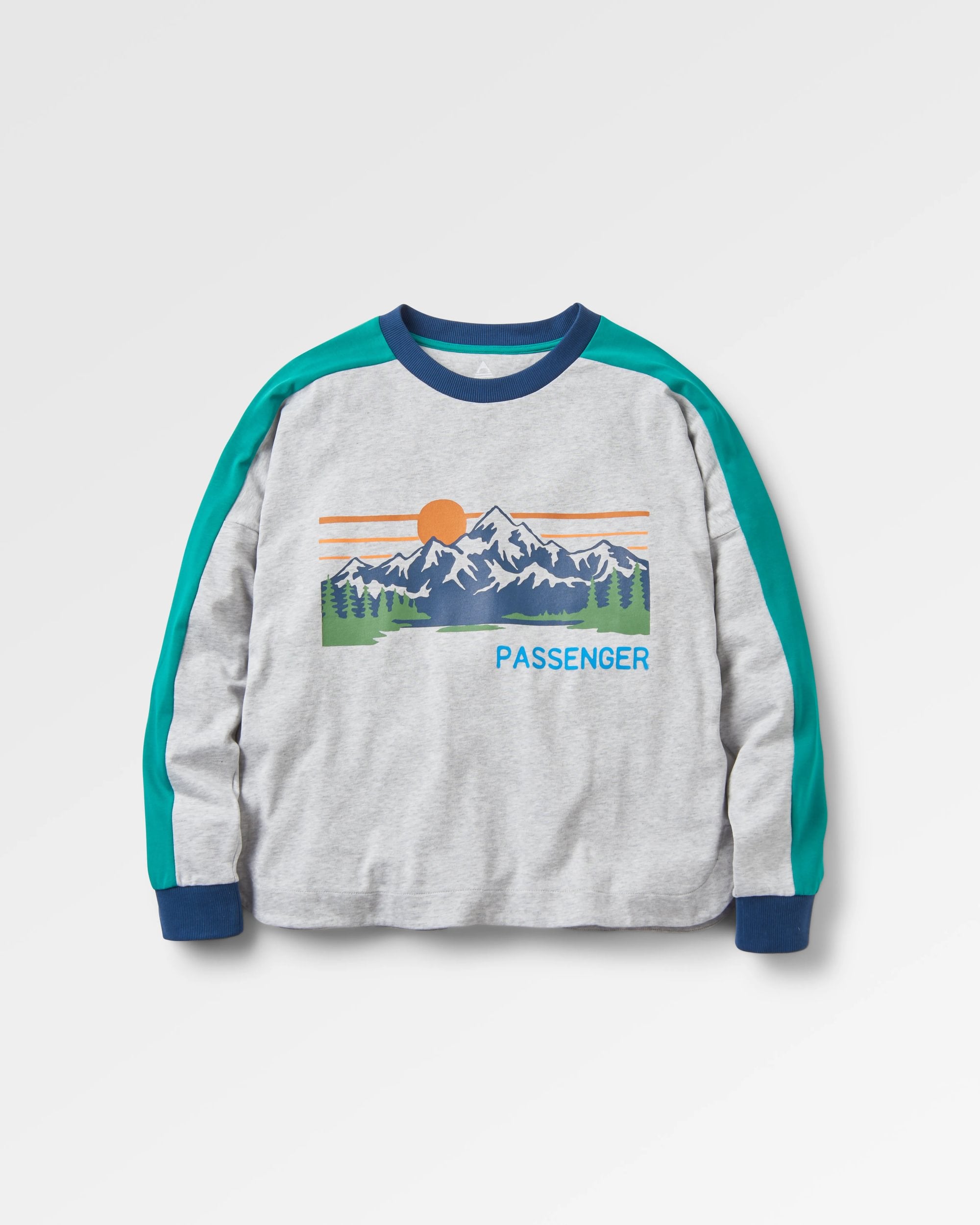 Hilltop Organic Cotton LS T-Shirt - Grey Marl - Flatlay