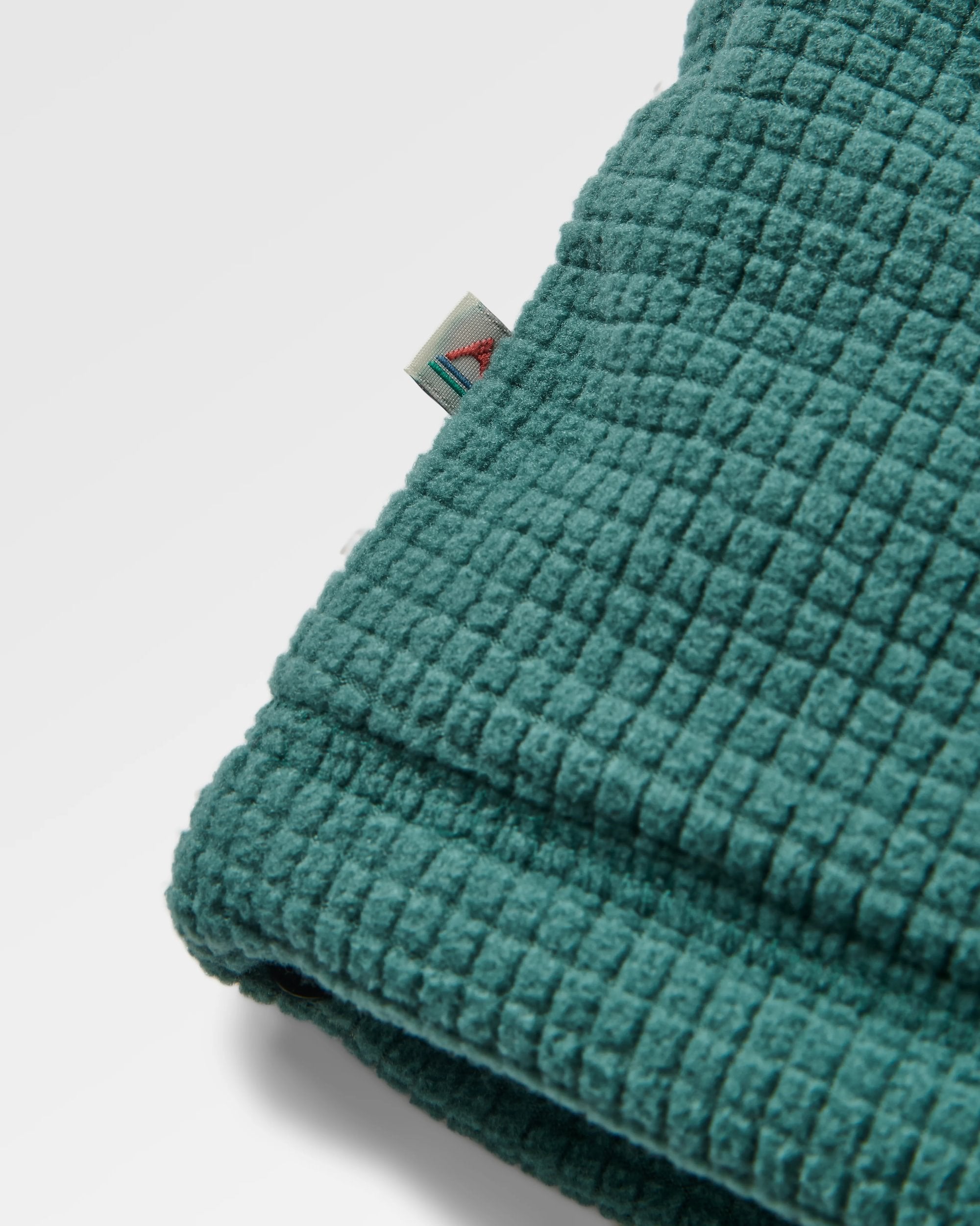 Forestscape Recycled Grid Fleece Hoodie - Deep Ocean - Flatlay