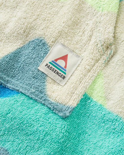 Shoreline Cotton Towel Poncho - Vista Patchwork Arctic - Flatlay