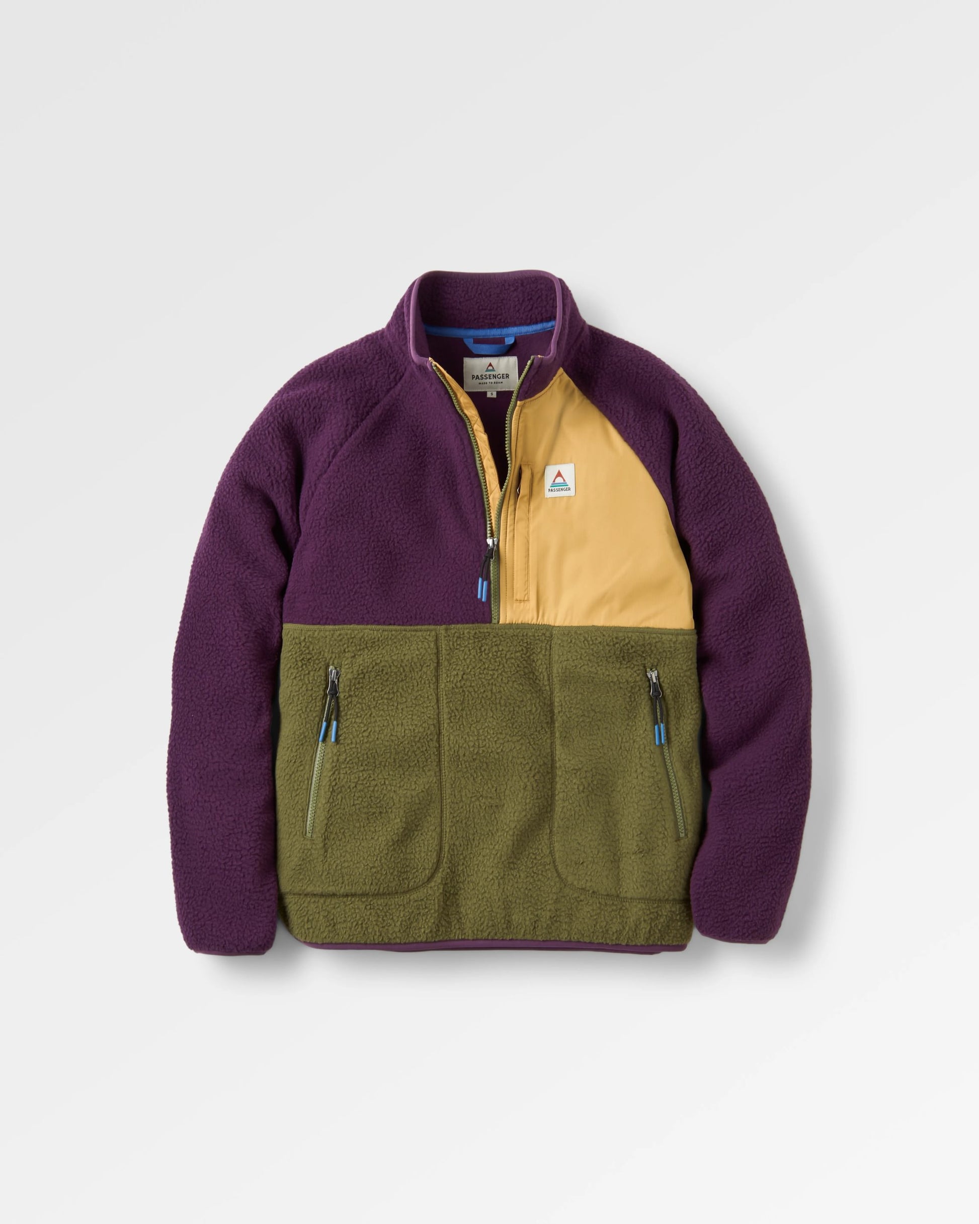 Home Recycled Sherpa Fleece - Deep Plum/Khaki