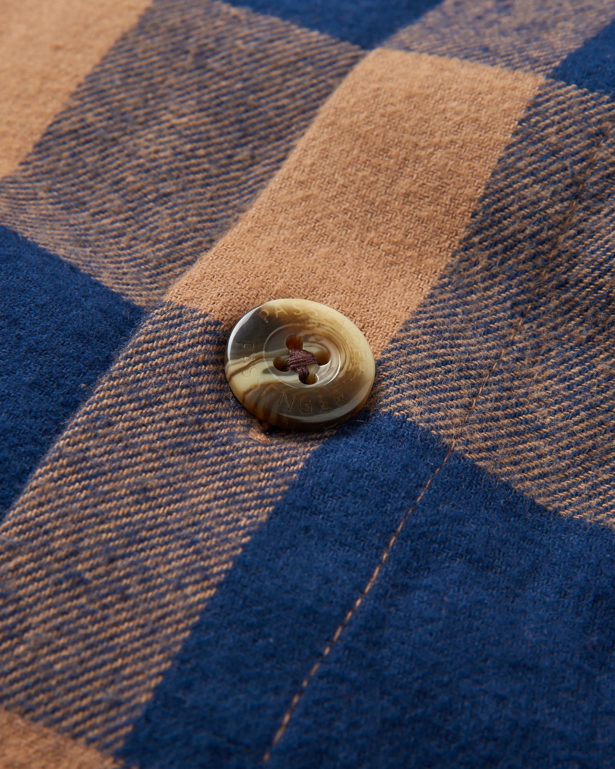 Rustic Organic Cotton Shirt - Toffee/Rich Navy Buffalo - Flatlay