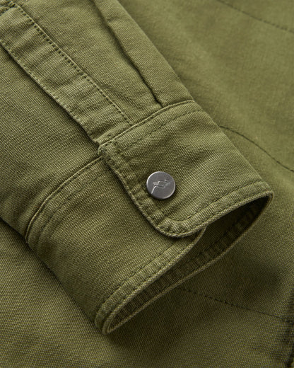 Taranaki Canvas Quilted Overshirt - Khaki - Flatlay
