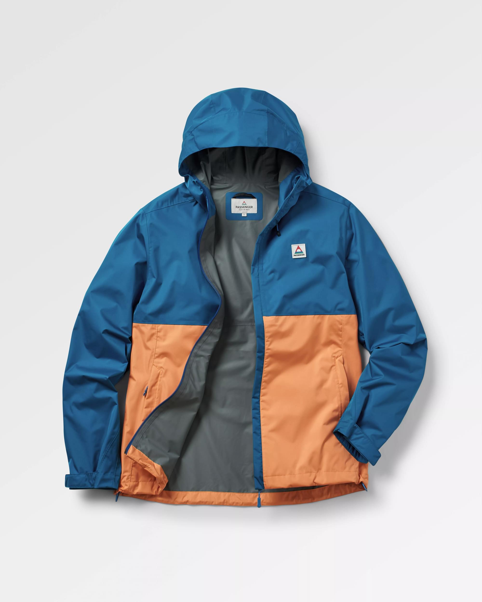 Season Water Resistant Recycled Jacket - Corsair Blue/ Apricot - Flatlay