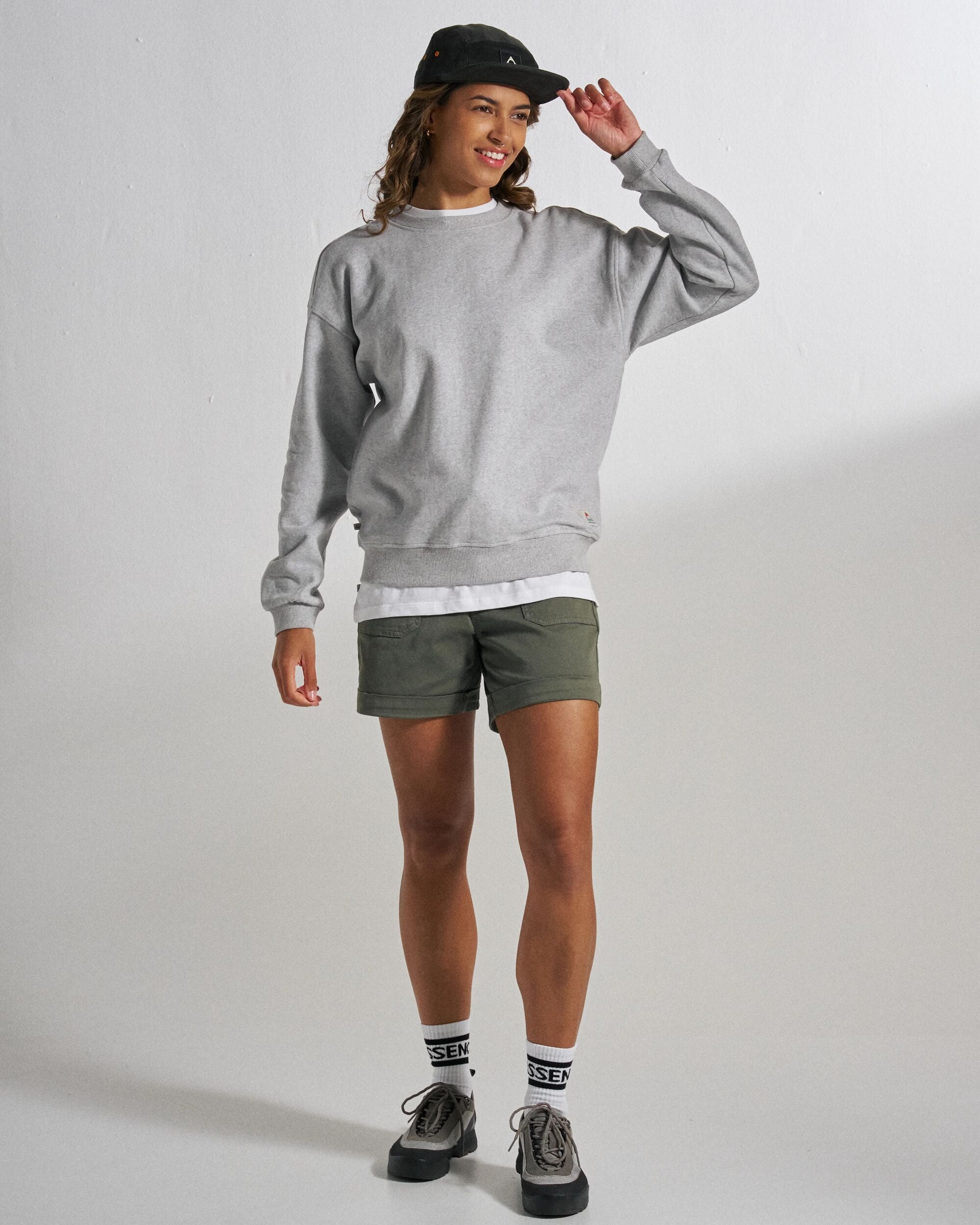 Heritage Women's Sweatshirt - Mid Grey Marl - Studio Model