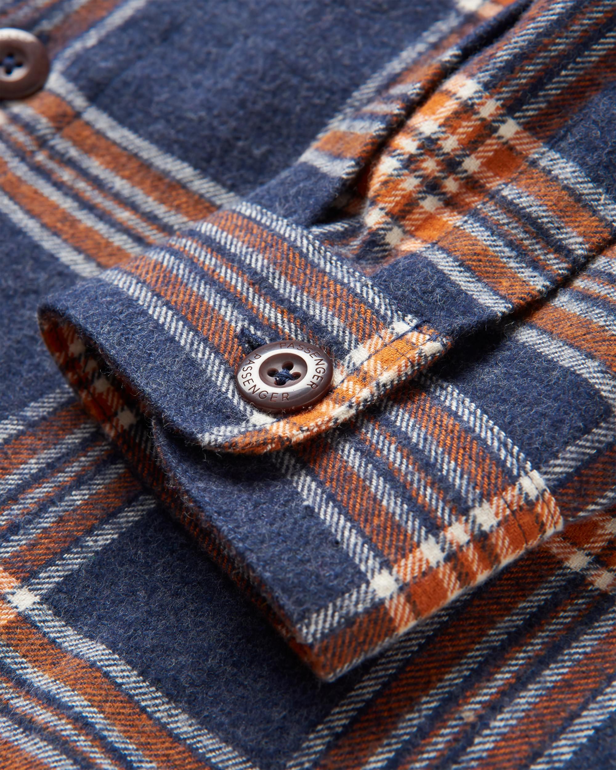 Rustic Organic Cotton Heavyweight Overshirt - Rich Navy Check - Flatlay