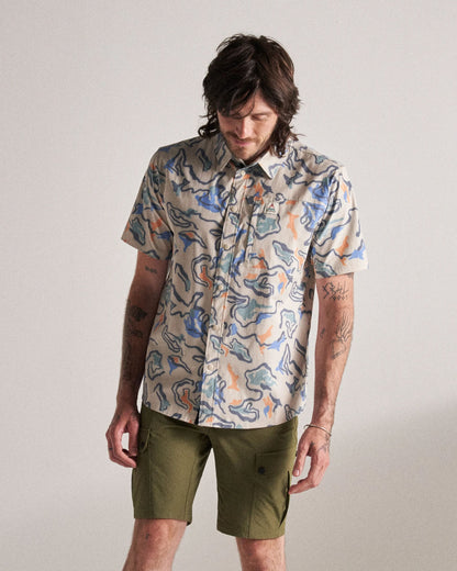 Traveller Short Sleeve Stretch Shirt - Abstract Strata Multi - Studio Model