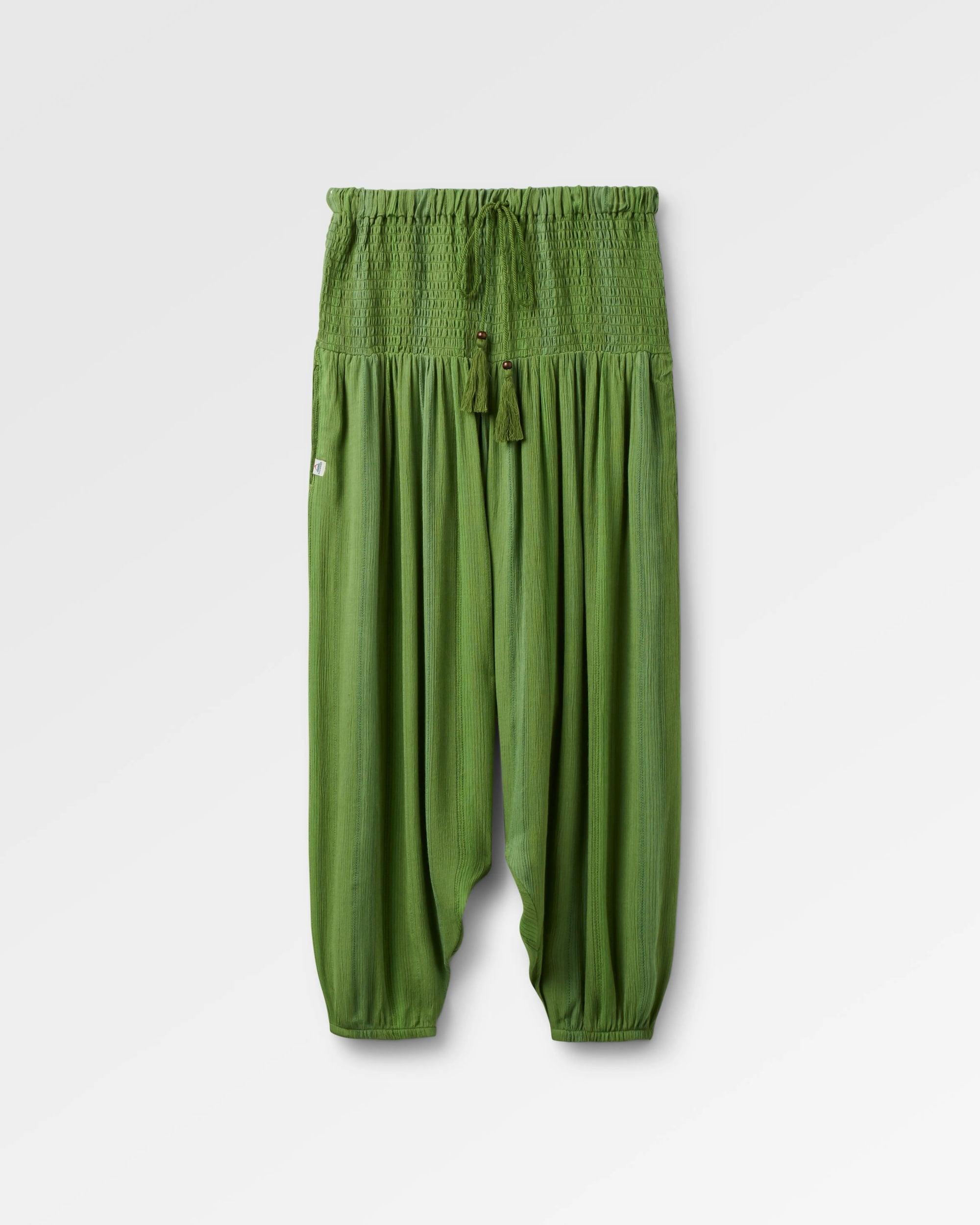 Daylily Loose Trouser - Stem Green Stripe - Flatlay
