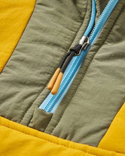 Ocean Recycled Insulated Anorak - Dusty Olive/Heritage Yellow - Flatlay