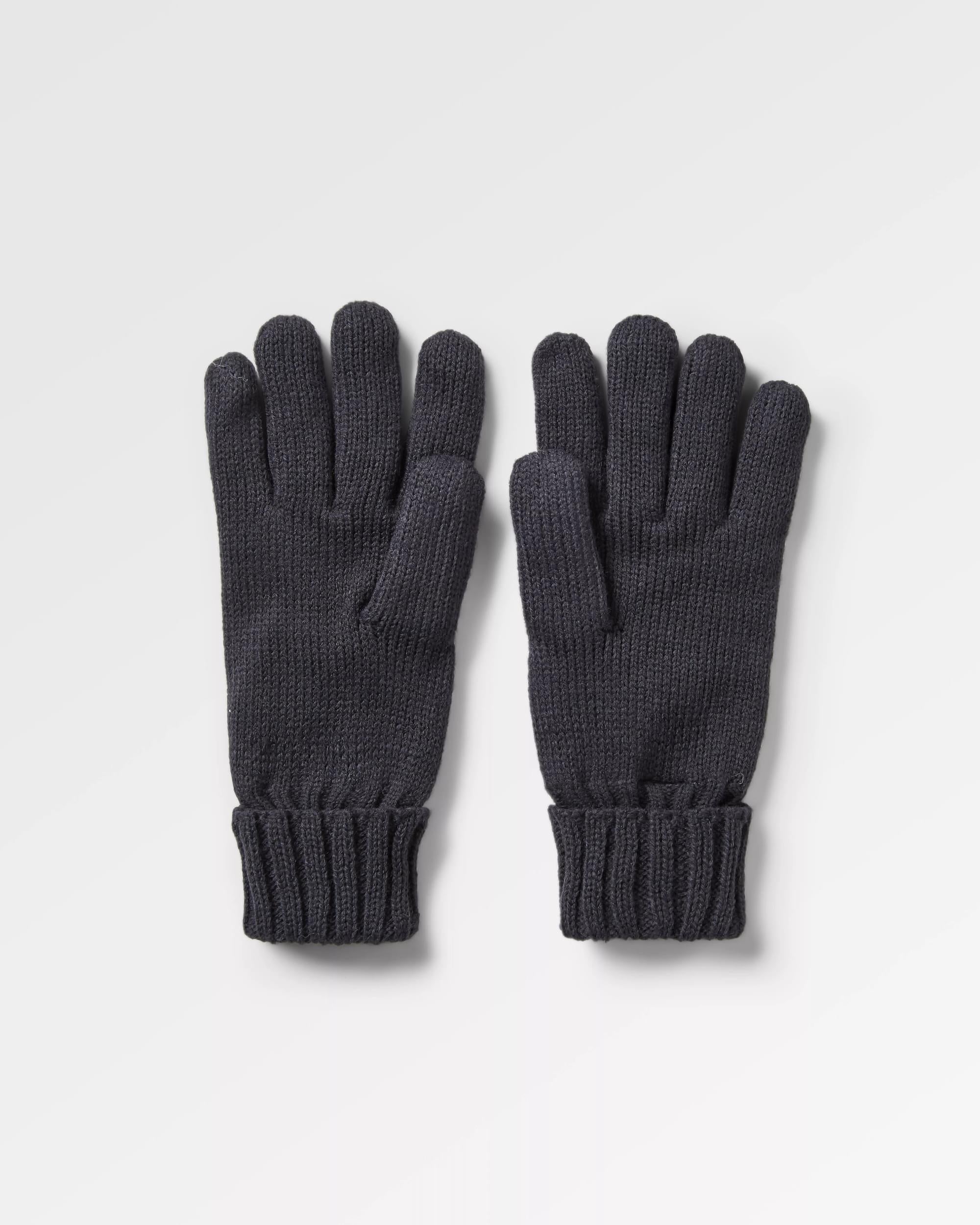 Gale Recycled Knitted Gloves - Deep Navy - Flatlay