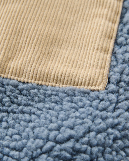Clover Recycled Sherpa Hooded Fleece - Stormy Blue  - Flatlay