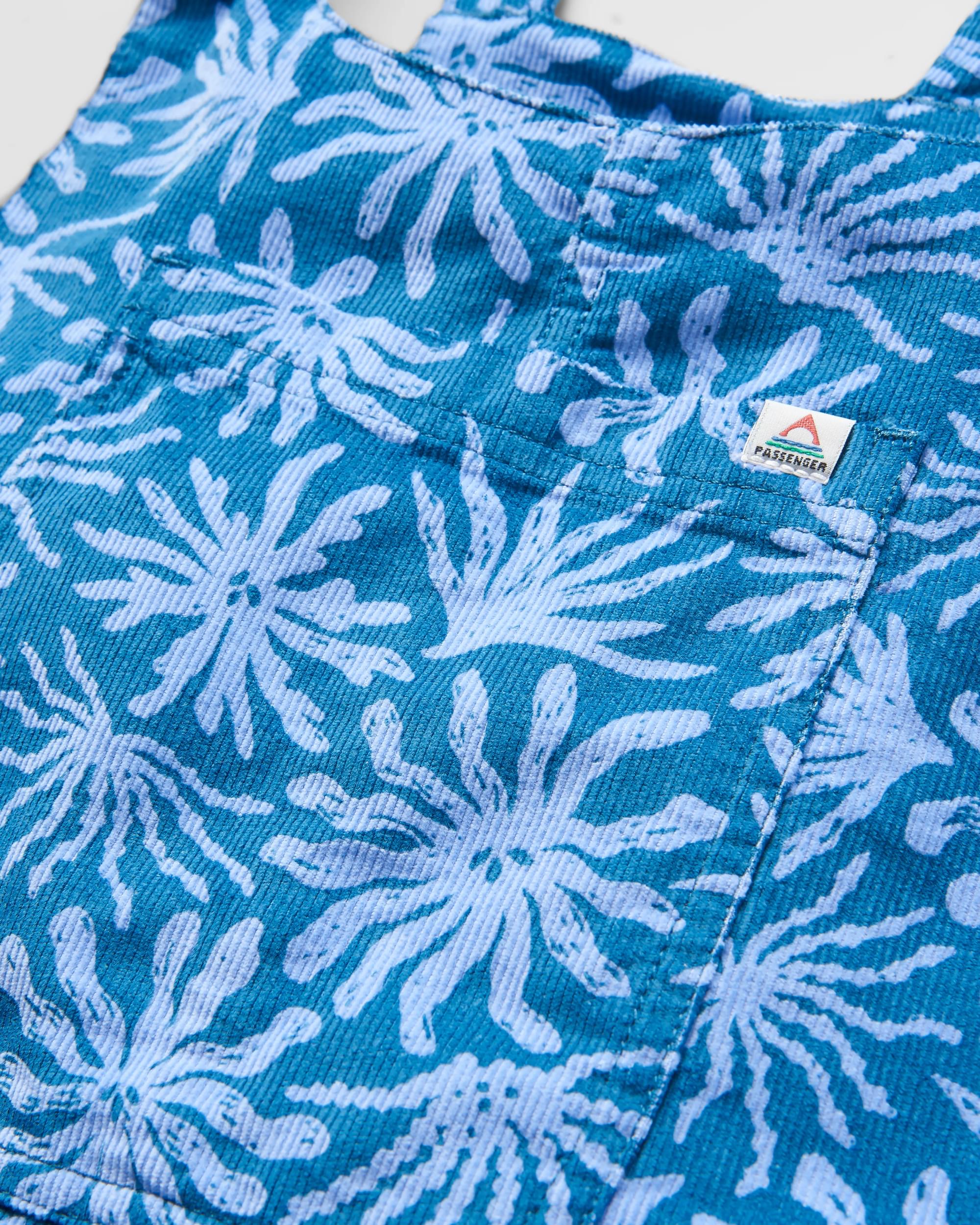 Meadows Organic Cotton Cord Dungarees - Seaweed Blue Steel - Flatlay