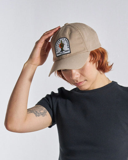 Oakash 6 Panel Cap  - Simply Taupe - Studio Model - Female
