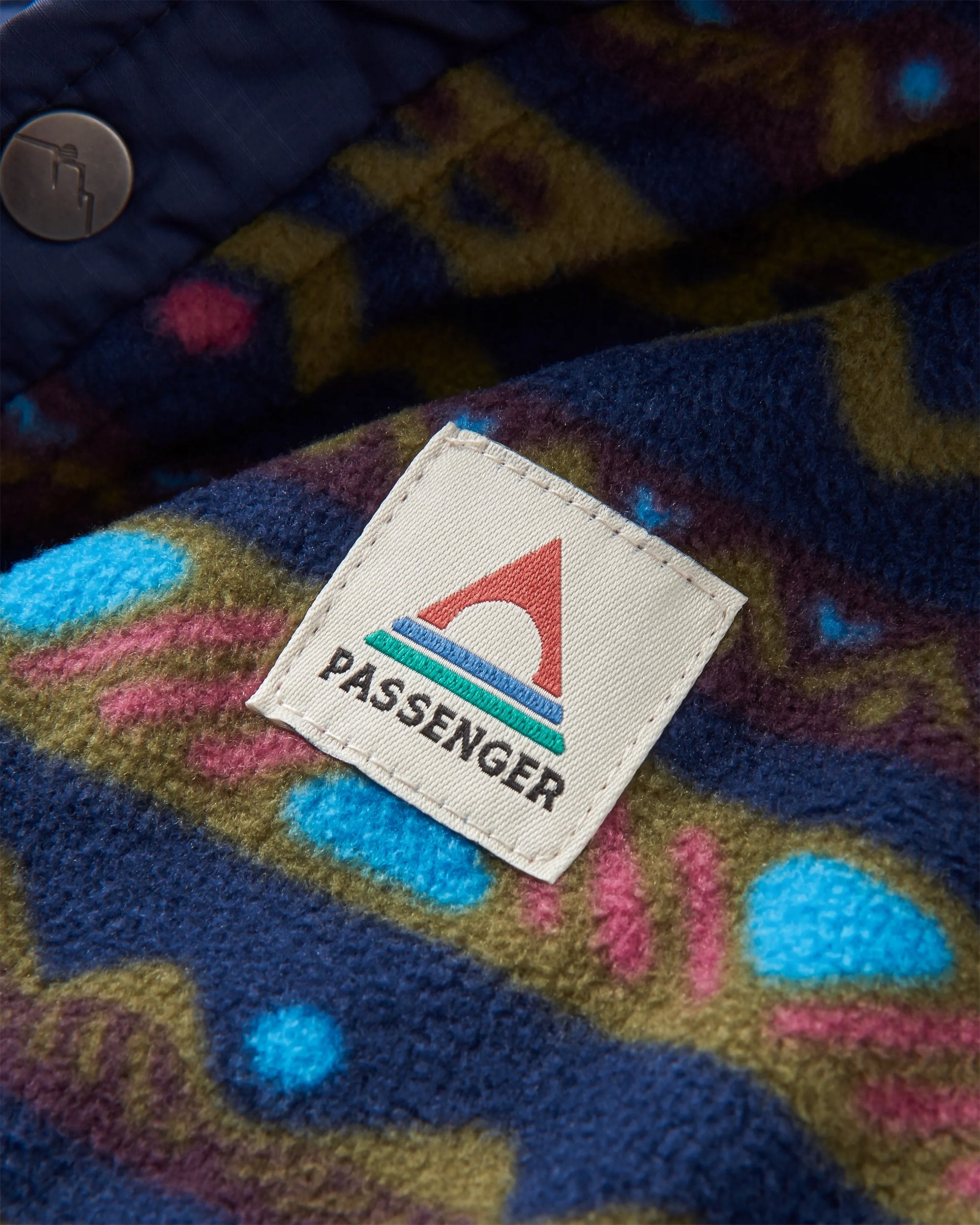 Adrift Recycled Polar Fleece - Mountain Geo Multi - Flatlay
