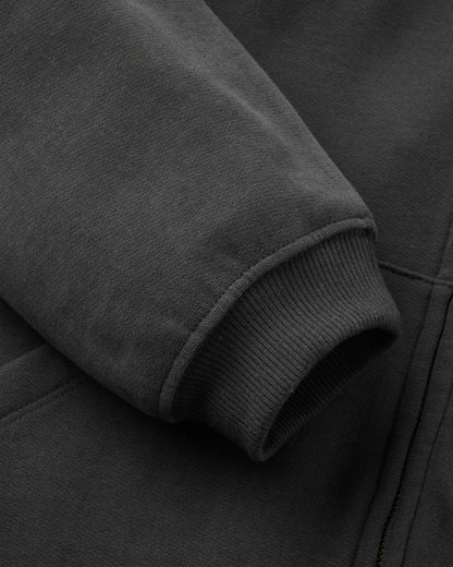 Heritage Relaxed Fit Full Zip Hoodie - Black - Flatlay