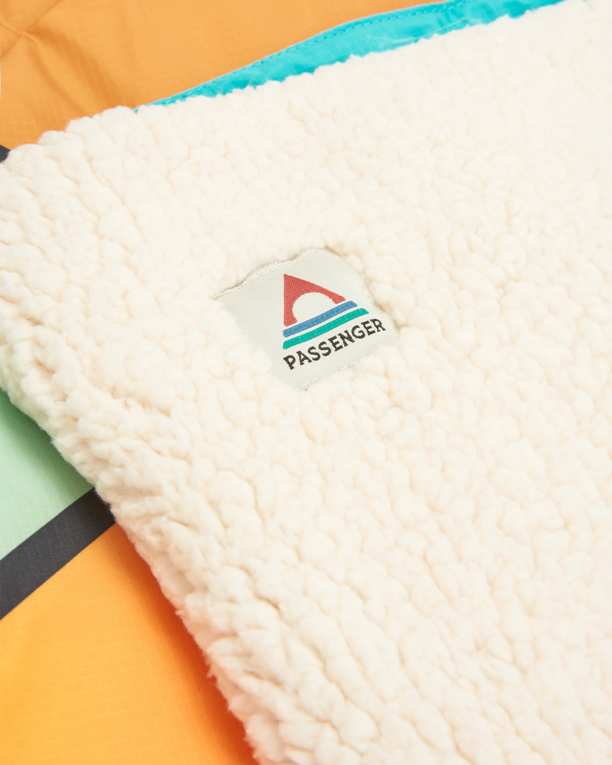 Cabin Recycled Sherpa Blanket - Black 'Nowhere Bound' Print - Flatlay