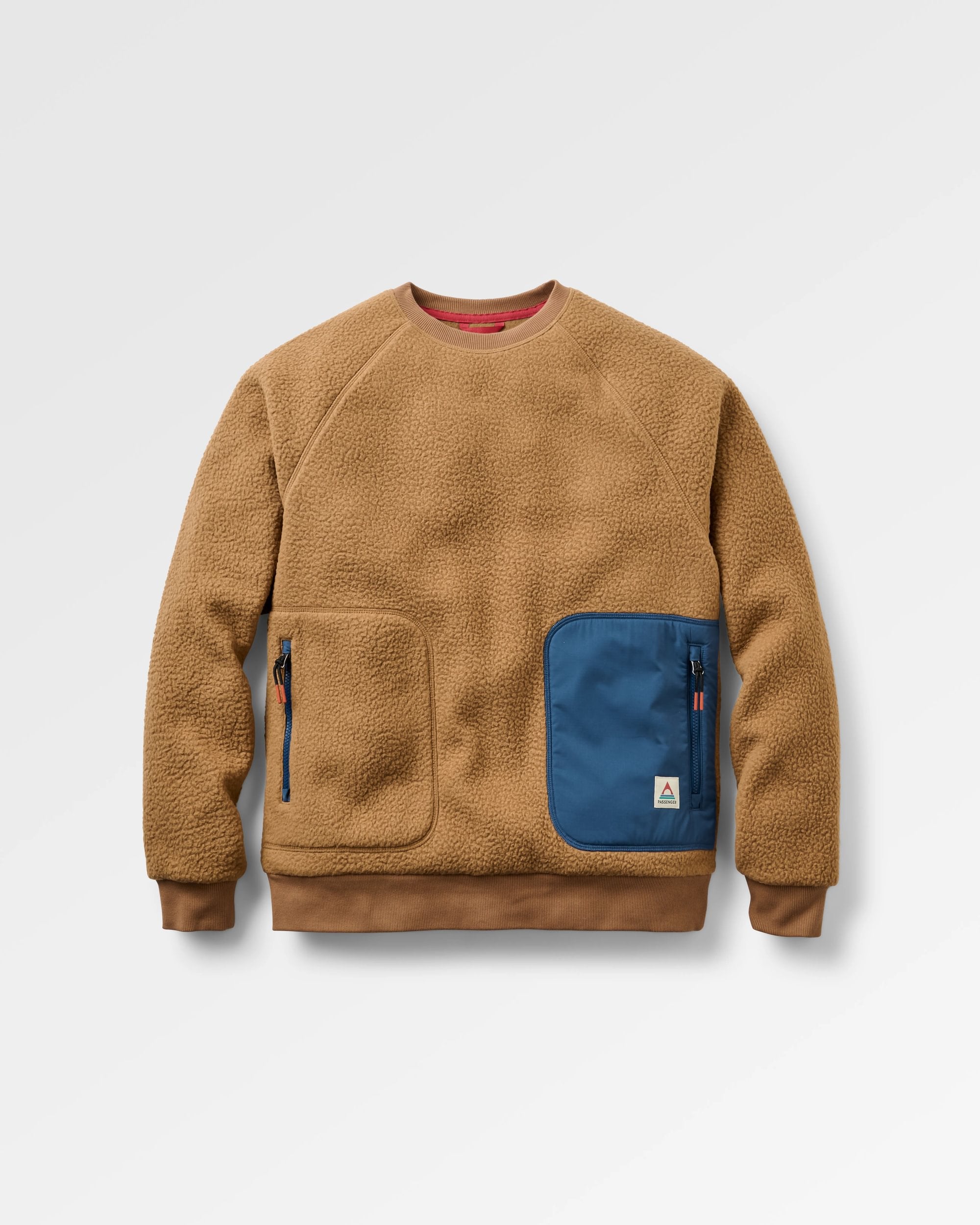 Offgrid Sherpa Crew Fleece - Caramel Brown - Flatlay