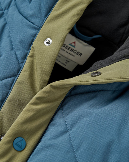 Campscape Recycled Fleece Lined Parka - Khaki/Dark Denim - Flatlay