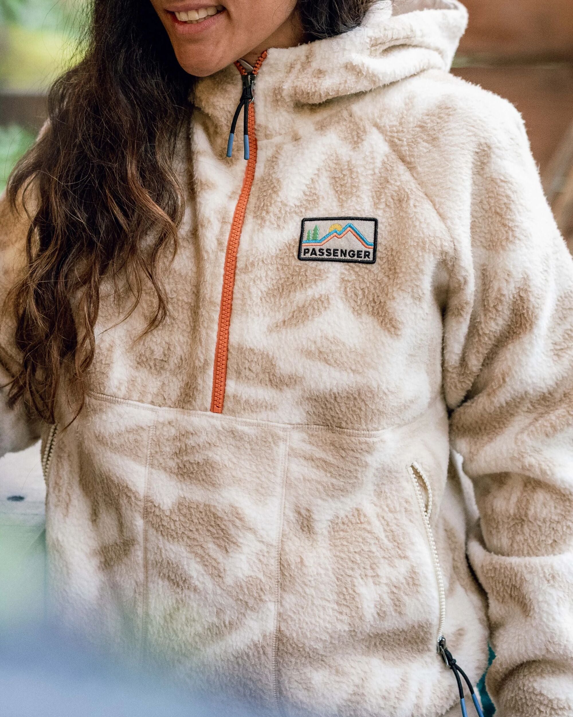 Maine 1/2 Zip Recycled Sherpa Fleece - Abstract Mountain Birch - Lifestyle