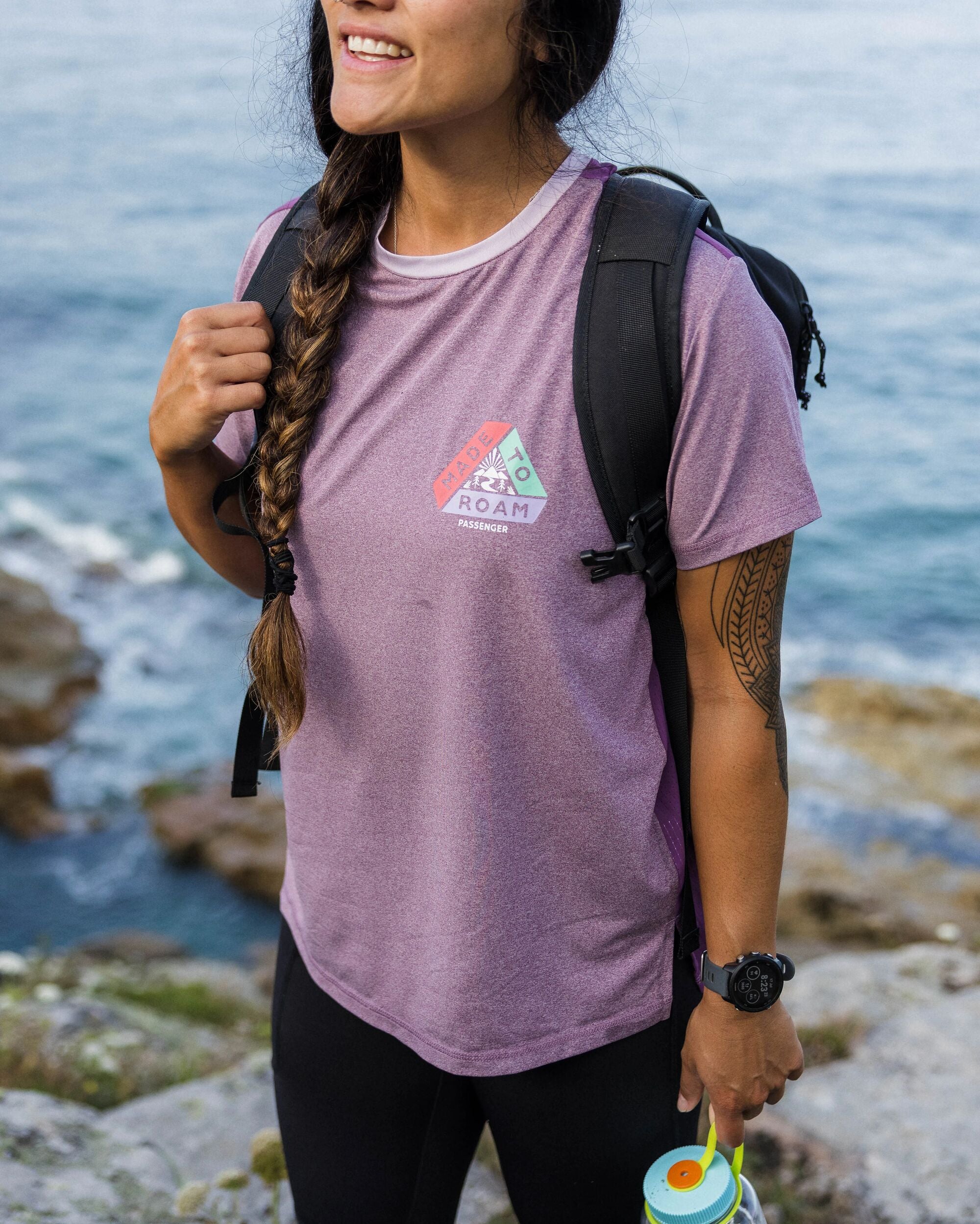 Aurora Active T-Shirt - Berry Marl - Lifestyle