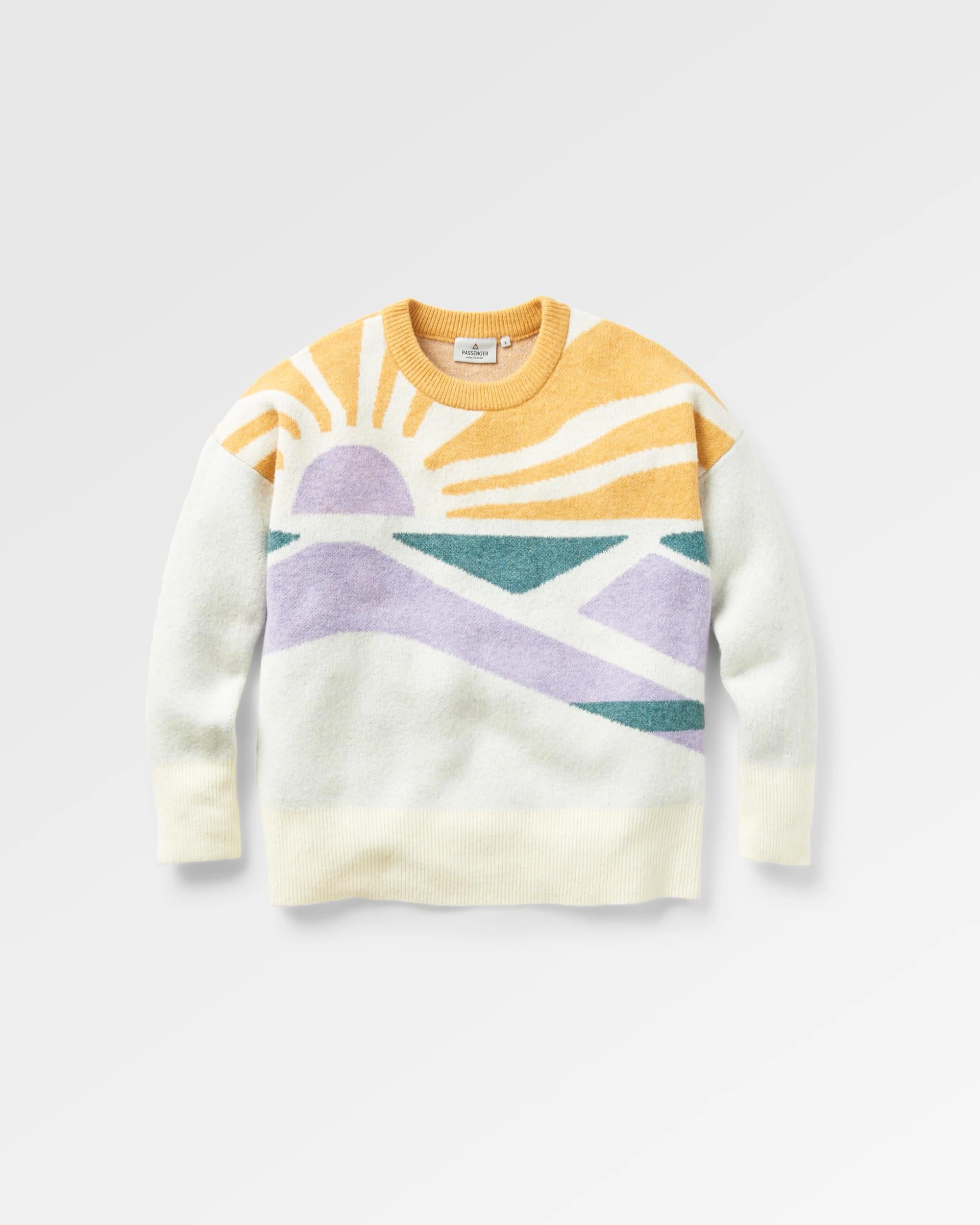 Sunsets Recycled Oversized Knitted Jumper - Marshmallow - Flatlay