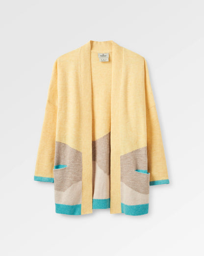 Scenic 'Light' Long Knitted Cardigan - Scenic Yellow - Flatlay