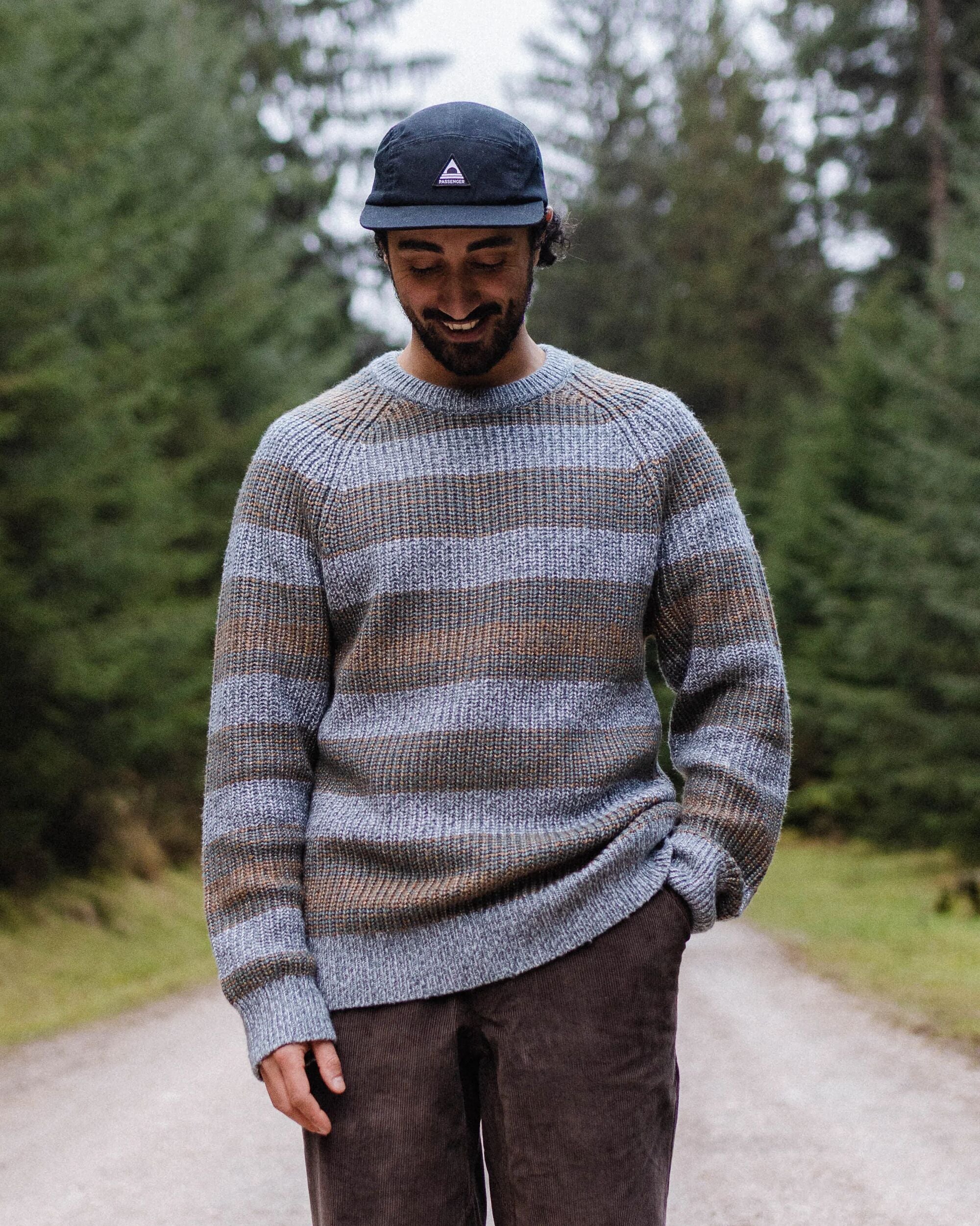 Fog Recycled Knitted Jumper - Faded Denim Multi Stripe - Lifestyle