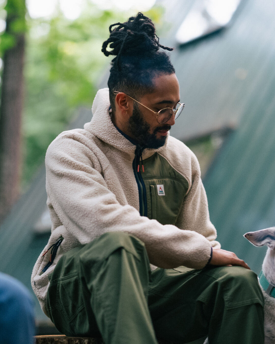 Ventura 1/2 Zip Recycled Sherpa Fleece - Oatmeal/Khaki - Lifestyle