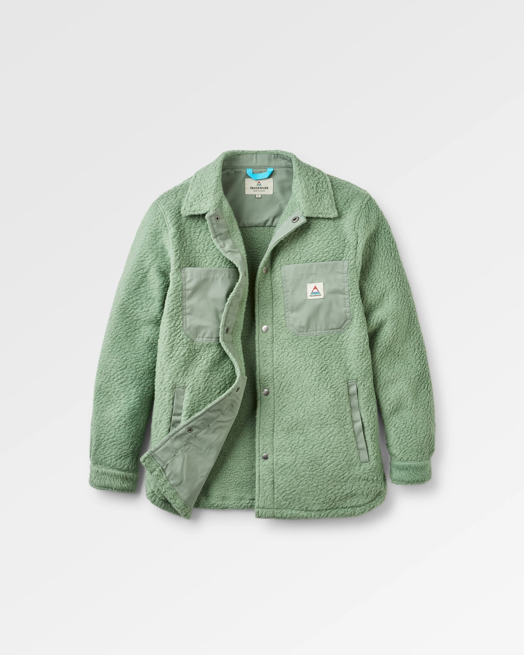 Rappel Recycled Sherpa Oversized Shirt - Pistachio - Flatlay