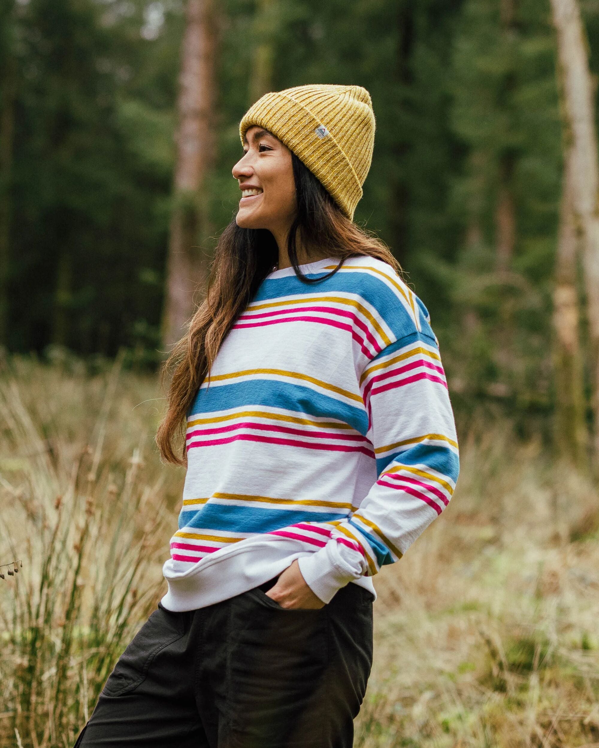 Graceful Textured LS Top - Multi Stripe - Lifestyle