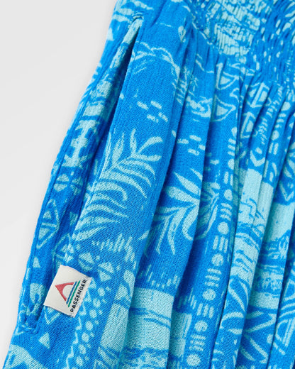 Daylily Loose Trouser - Patchwork Marine Blue - Flatlay