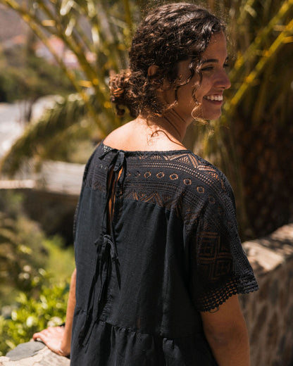 Sono Linen Beach Dress - Black - Lifestyle