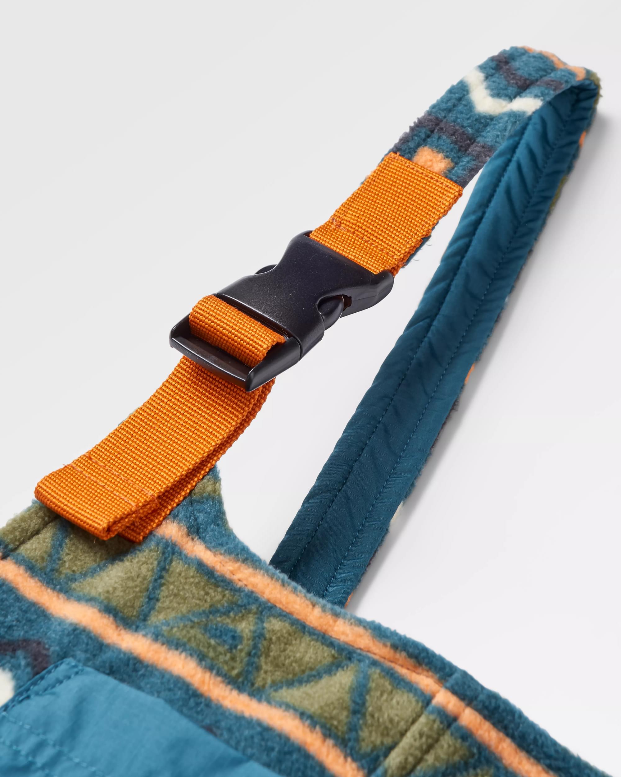 Ace Recycled Polar Fleece Dungarees - Retro Geo Mediterranean - Flatlay