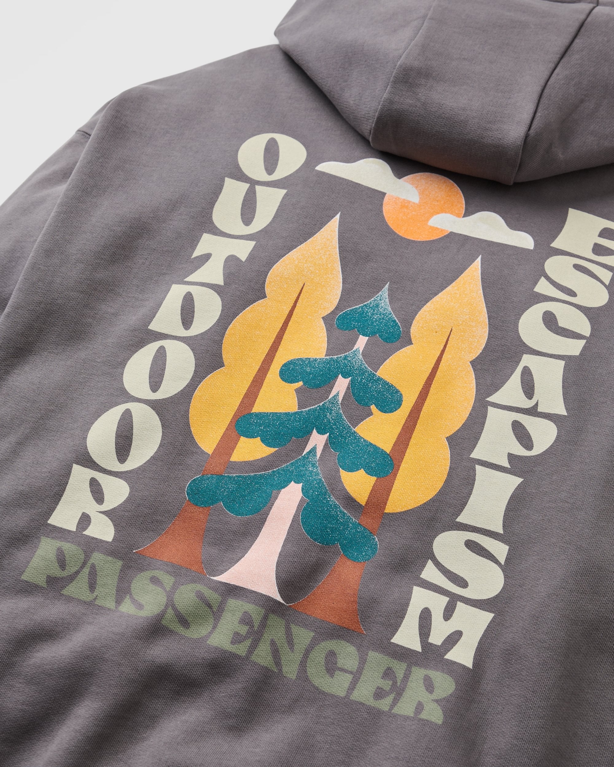 Tall Pines Full Zip Recycled Cotton Hoodie - Charcoal - Flatlay