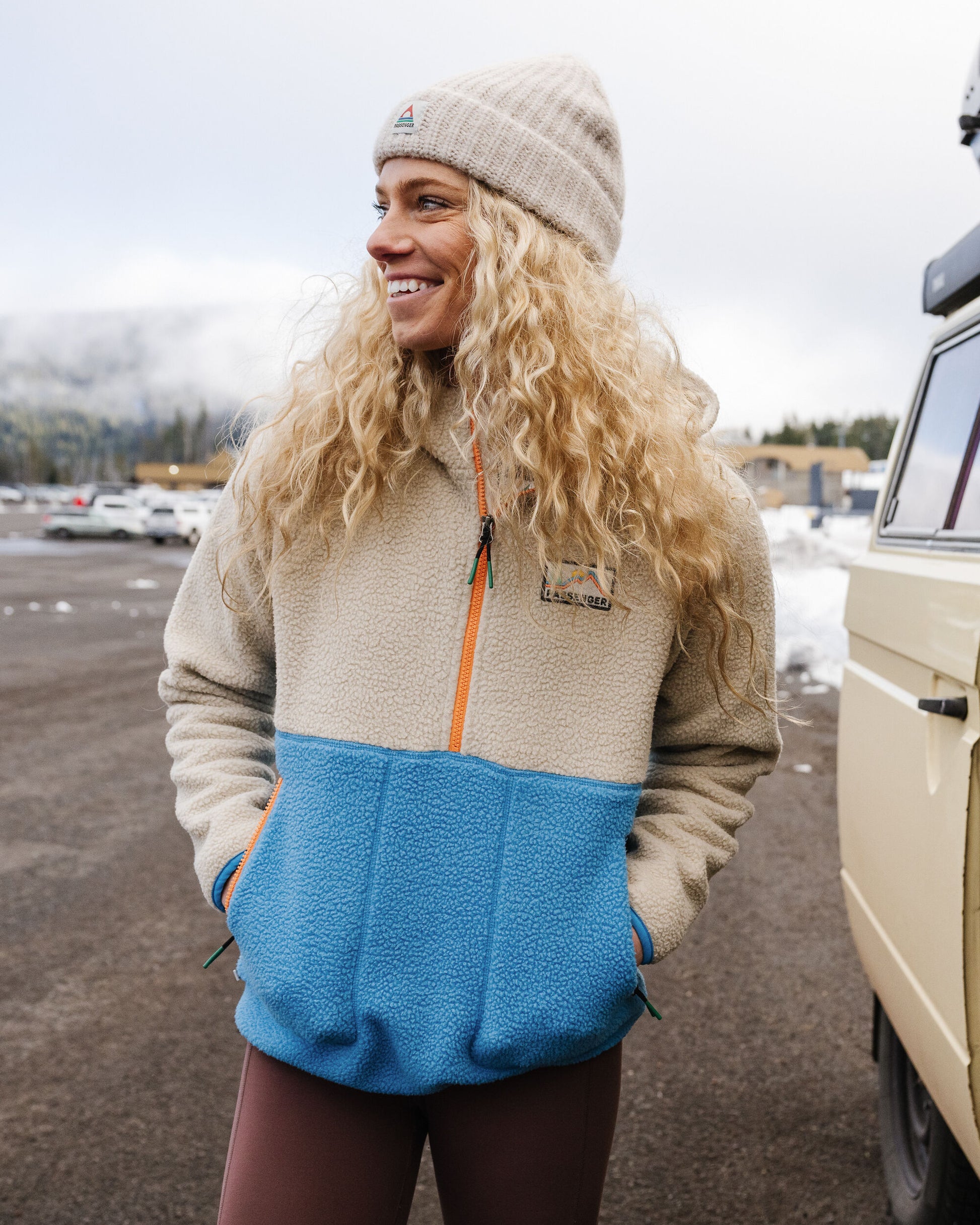 Maine 2.0 Colour Block 1/2 Zip Recycled Sherpa Fleece - Atlantic Blue