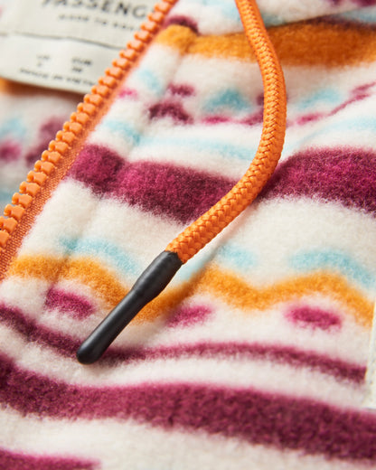 Ayla Micro Polartec® Hooded Fleece - Geo Tracks Birch - Flatlay