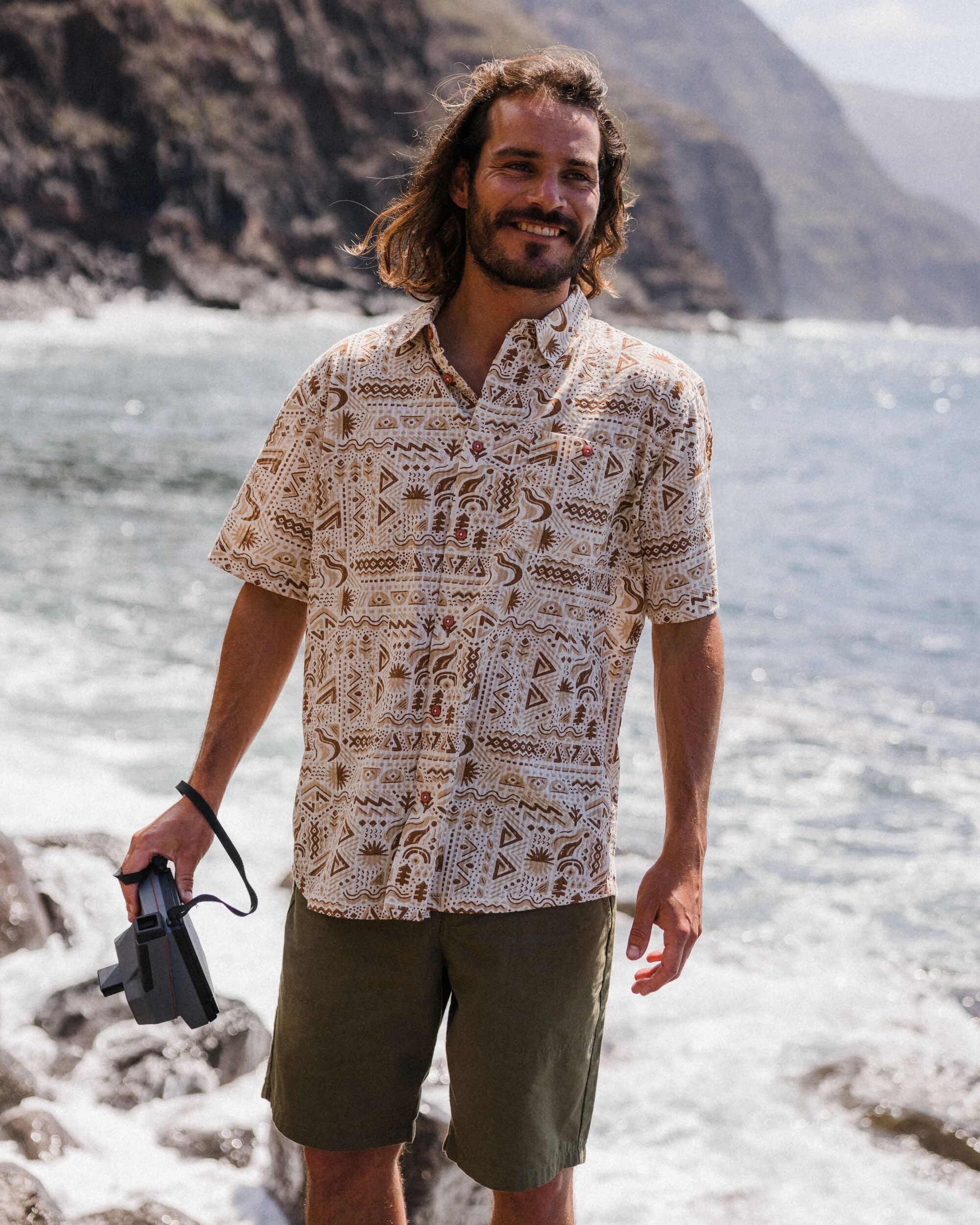Chill Textured Short Sleeve Shirt - Elemental Geo Birch - Lifestyle