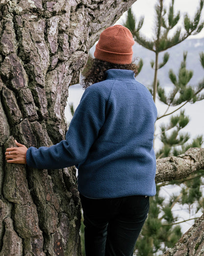 Fairbanks Full Zip Recycled Sherpa Fleece - Dark Denim - Lifestyle