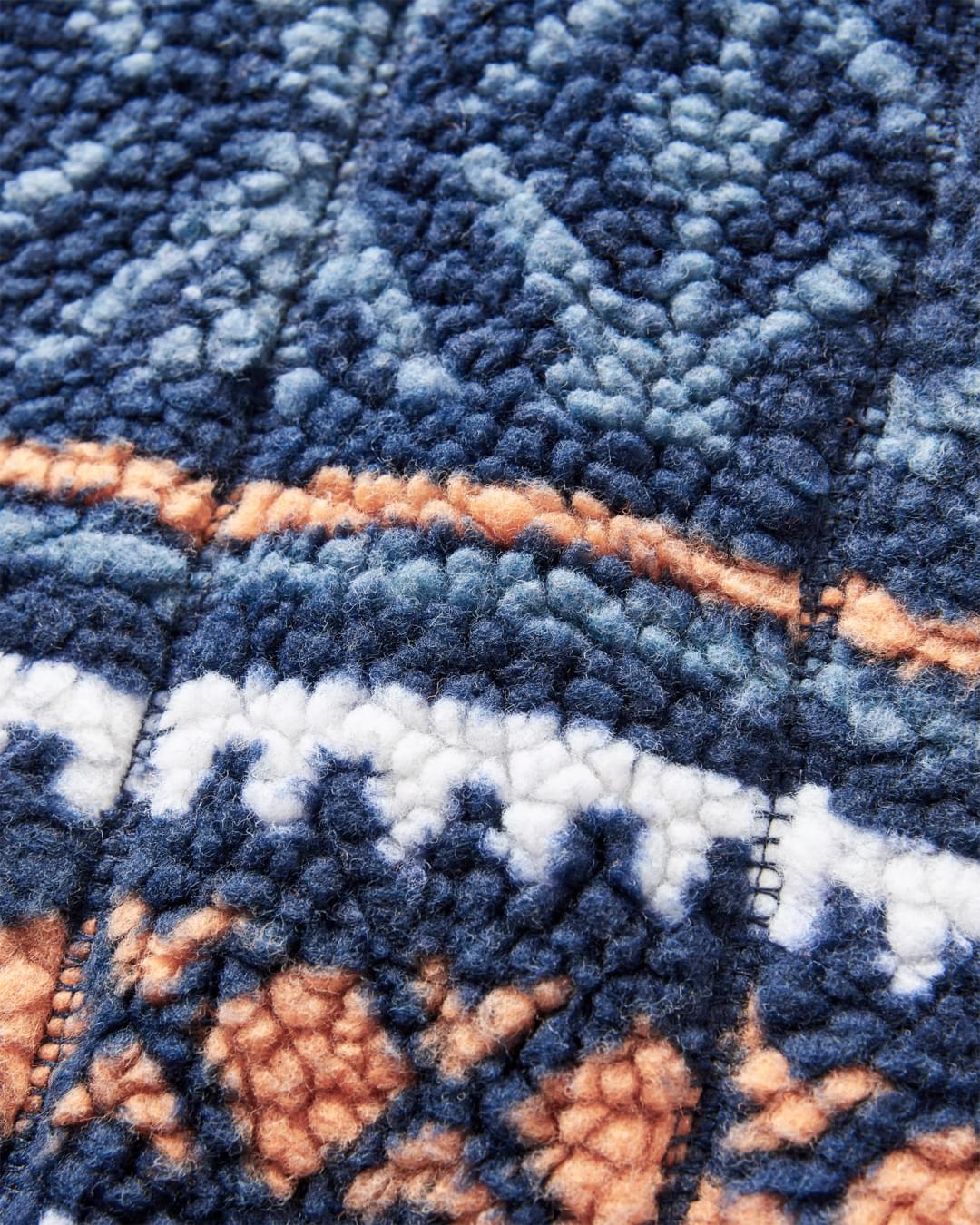 Beaumont Recycled Sherpa Hooded Fleece - Homespun Stripe Navy - Flatlay