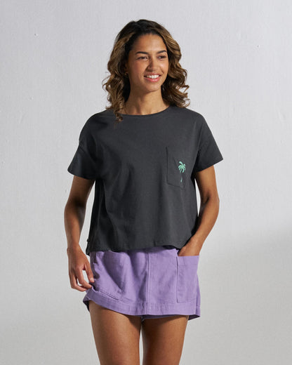 Stack Pocket T-Shirt - Faded Black - Studio Model