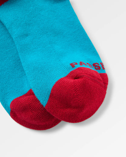 Made to Roam Graphic Crew Socks - Ocean Teal - Flatlay