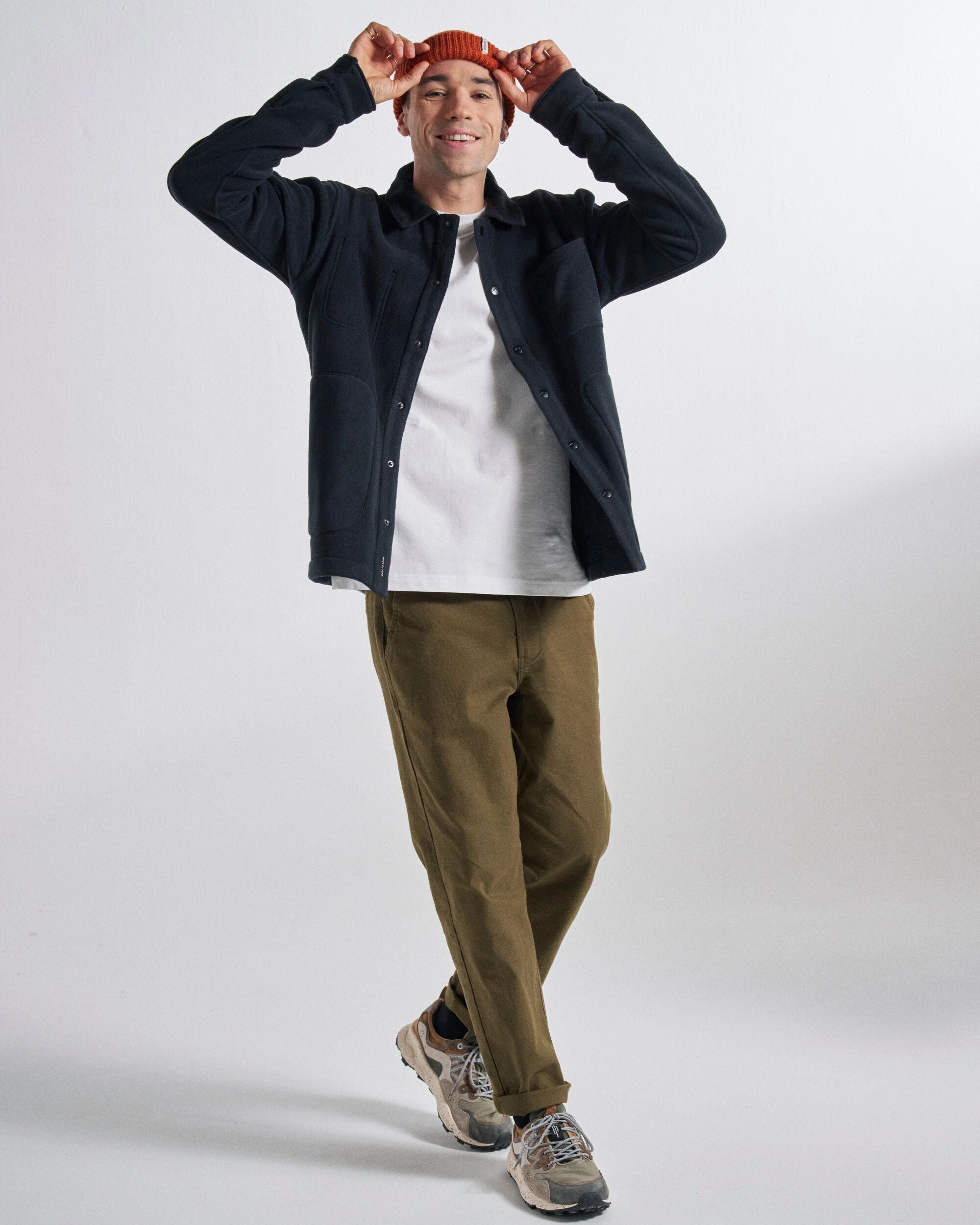 Adventurer Organic Canvas Trouser - Dark Olive - Studio Model